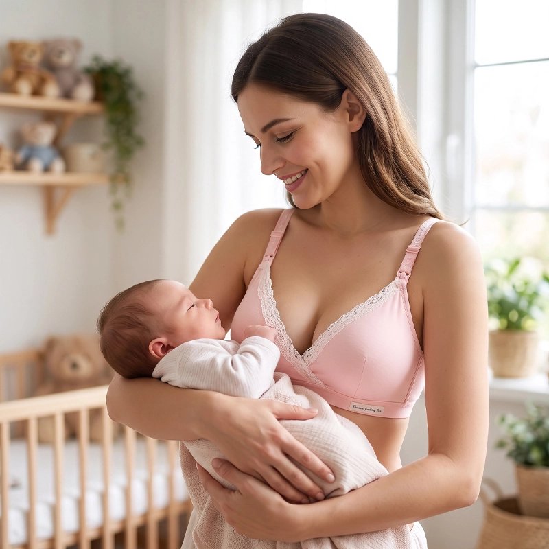 Soutien gorge allaitement dentelle rose maternité confortable