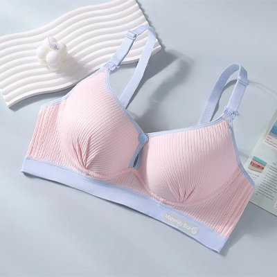 Soutien gorge allaitement rose claire côtelé confortable