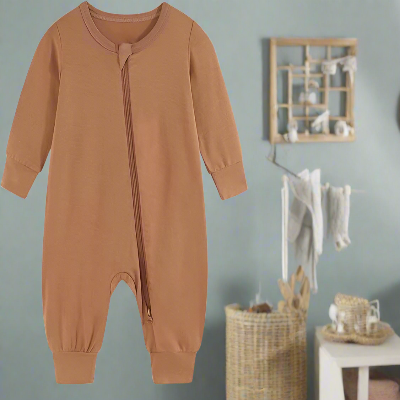 Barboteuse - UnisexRompers™ - Marron avec fermeture