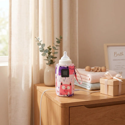 Chauffe biberon portable rose près de maman bébé