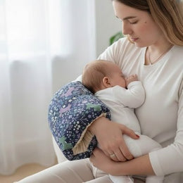 Coussin d'allaitement bleu à motifs animaux pour bras