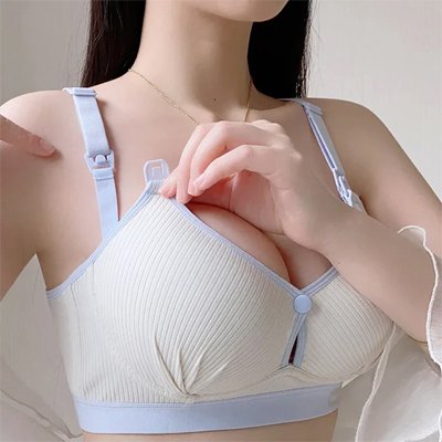 Soutien gorge allaitement blanc clip côtelé