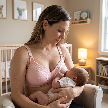 Maman allaitant avec un soutien-gorge adapté