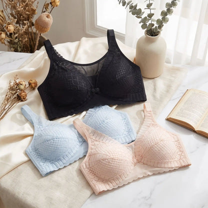 soutien gorge d allaitement lot 3, noir, bleu ciel et beige en dentelle respirante
